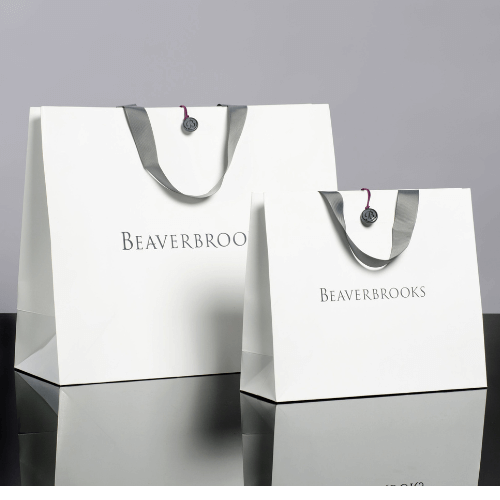 Retail bag with ribbon handle